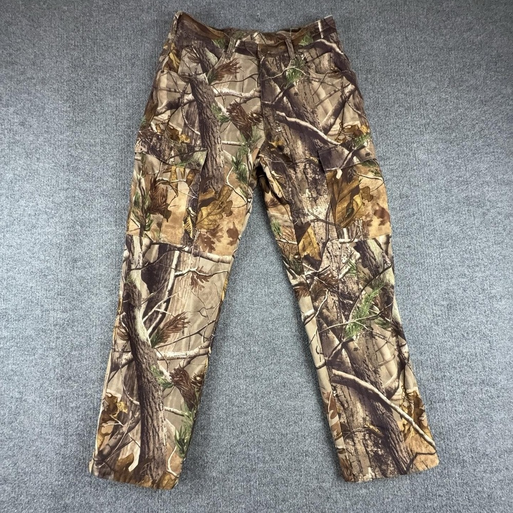Cabelas Pants Mens 34x30 Brown Camo Cargo Lined Microfiber Hunting Outdoor